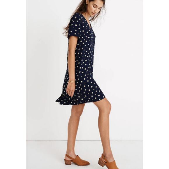NWT Madewell Button-Back Easy Dress Size Small Daisies Dark Blue Floral $118 - Picture 2 of 7